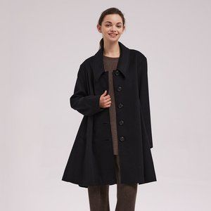NAP Loungewear Black Oversized Brushed Wool & Cashmere Swing Coat Women's Large